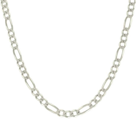 925 Sterling Silver Solid Pave Classic Figaro Silver Plated 180 7.0mm