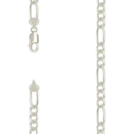 925 Sterling Silver Solid Pave Classic Figaro Silver Plated 200 8.0mm
