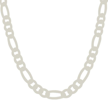 925 Sterling Silver Solid Pave Classic Figaro Silver Plated 250 9.5mm