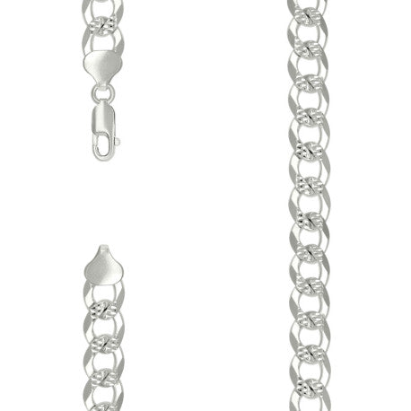 925 Sterling Silver Solid Pave Super Flat Cuban Chain Silver 300 10.8M