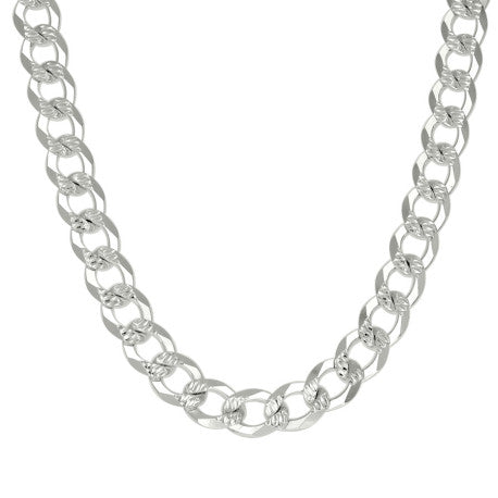 925 Sterling Silver Solid Pave Super Flat Cuban Chain Silver 300 10.8M
