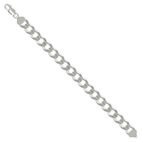 925 Sterling Silver Solid Pave Super Flat Cuban Chain Silver 300 10.8M