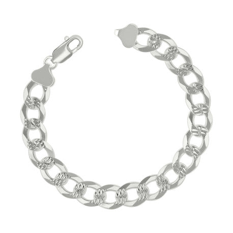 925 Sterling Silver Solid Pave Super Flat Cuban Chain Silver 300 10.8M