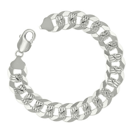 925 Sterling Silver Solid Pave Super Flat Cuban Chain Silver 350 13.7mm