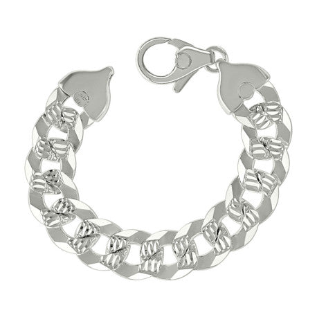 925 Sterling Silver Solid Pave Super Flat Cuban Chain Silver 400 16mm
