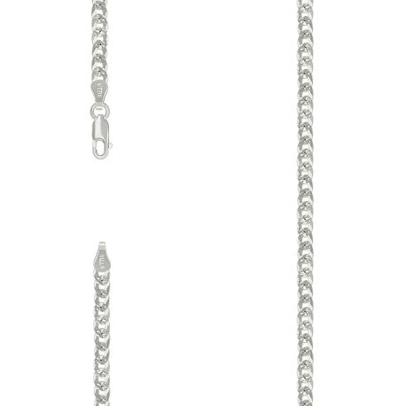 925 Sterling Silver Solid Pave Super Flat Cuban Chain Silver 100 3.7mm