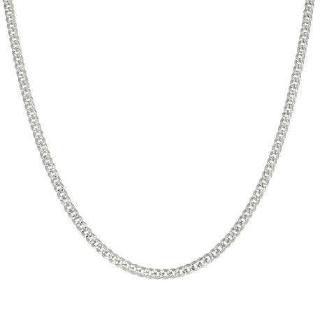 925 Sterling Silver Solid Pave Super Flat Cuban Chain Silver 080 3mm