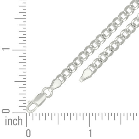 925 Sterling Silver Solid Pave Super Flat Cuban Chain Silver 120 4.7mm