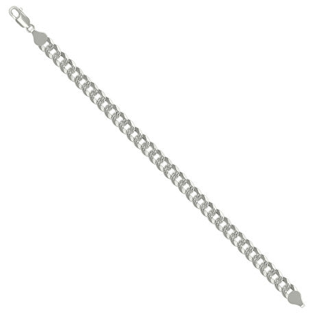 925 Sterling Silver Solid Pave Super Flat Cuban Chain Silver 180 7.2mm