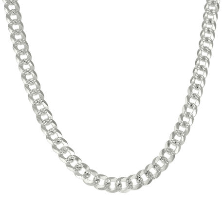 925 Sterling Silver Solid Pave Super Flat Cuban Chain Silver 180 7.2mm