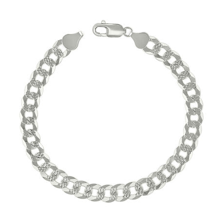 925 Sterling Silver Solid Pave Super Flat Cuban Chain Silver 180 7.2mm