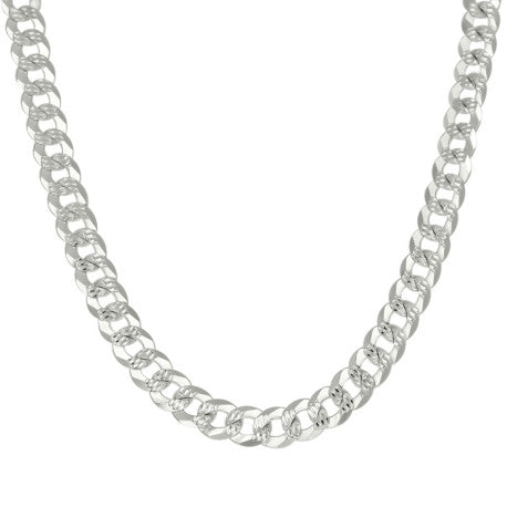 925 Sterling Silver Solid Pave Super Flat Cuban Chain Silver 250 8.6mm