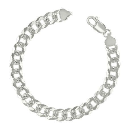 925 Sterling Silver Solid Pave Super Flat Cuban Chain Silver 250 8.6mm
