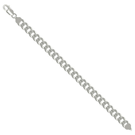 925 Sterling Silver Solid Pave Super Flat Cuban Chain Silver 250 8.6mm