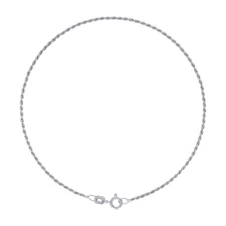 925 Sterling Silver Solid Rope Chain Rhodium 025 0.5mm