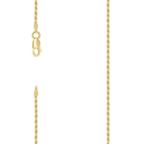 925 Sterling Silver Solid Rope Chain Yellow 035 1.5mm