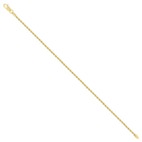 925 Sterling Silver Solid Rope Chain Yellow 035 1.5mm