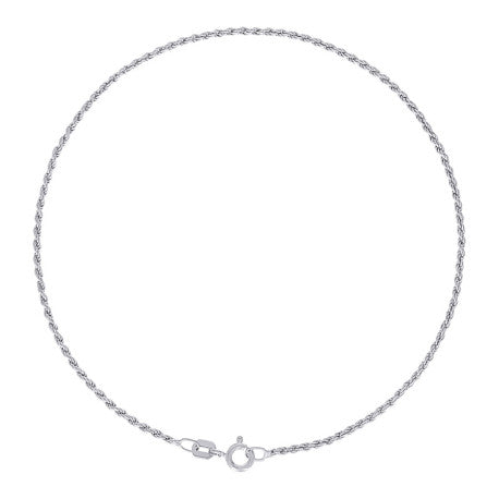925 Sterling Silver Solid Rope Chain Rhodium 030 1mm