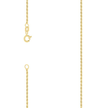 925 Sterling Silver Solid Rope Chain Yellow 030 1mm