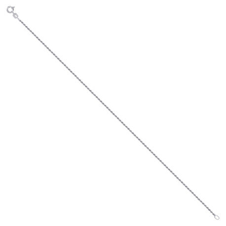 925 Sterling Silver Solid Rope Chain Rhodium 030 1mm