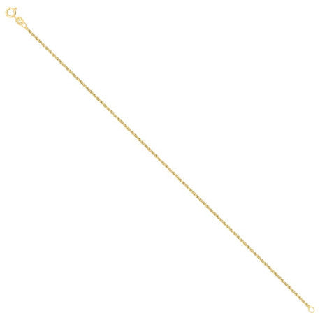 925 Sterling Silver Solid Rope Chain Yellow 030 1mm