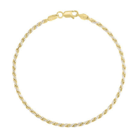 925 Sterling Silver Solid Rope Chain Two Tone 050 2.5mm