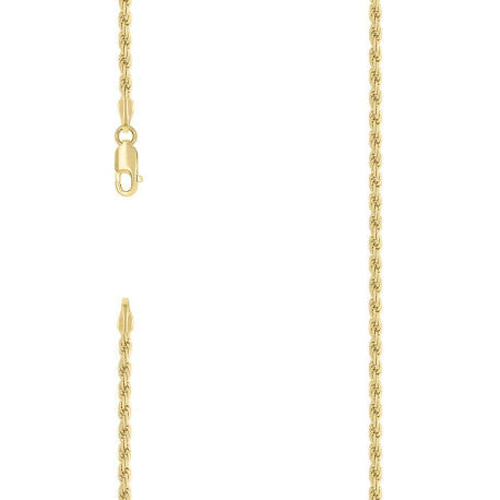 925 Sterling Silver Solid Rope Chain Yellow 050 2.5mm