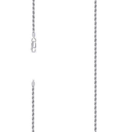 925 Sterling Silver Solid Rope Chain Rhodium 050 2.5mm