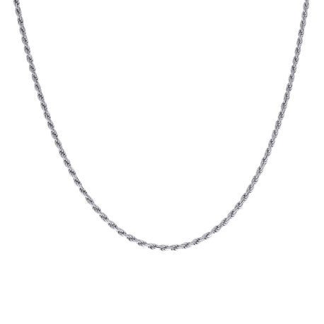925 Sterling Silver Solid Rope Chain Rhodium 050 2.5mm