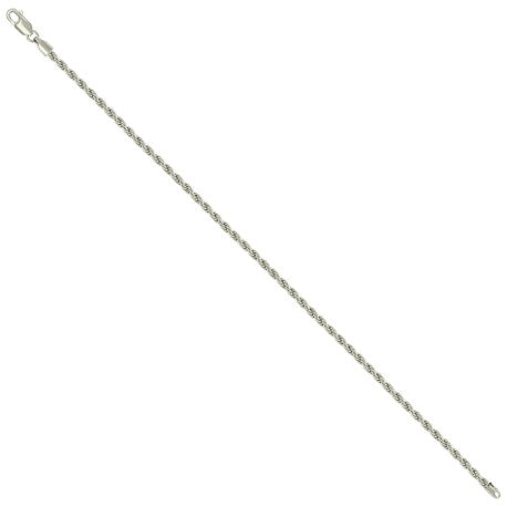 925 Sterling Silver Solid Rope Chain Silver 050 2.5mm