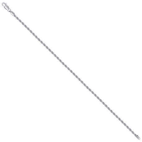 925 Sterling Silver Solid Rope Chain Rhodium 050 2.5mm