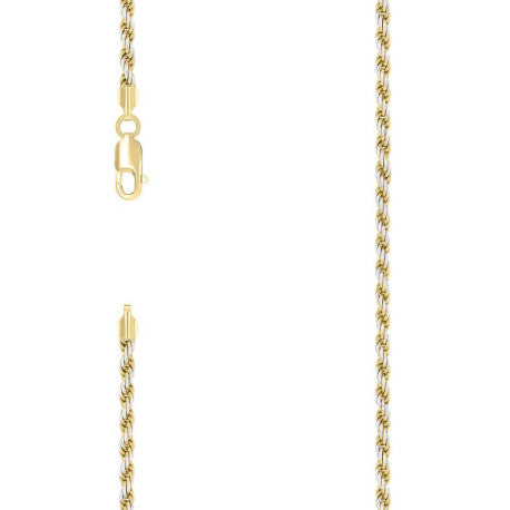 925 Sterling Silver Solid Rope Chain Two Tone 050 2.5mm