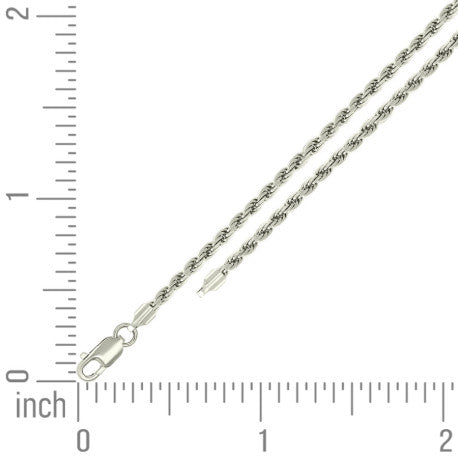925 Sterling Silver Solid Rope Chain Silver 050 2.5mm