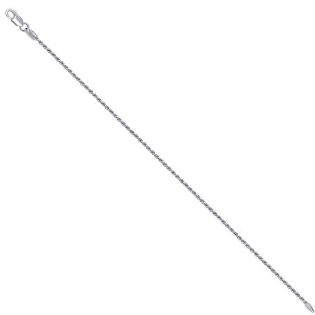 925 Sterling Silver Solid Rope Chain Rhodium 040 2mm