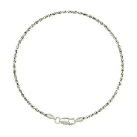 925 Sterling Silver Solid Rope Chain Silver 040 2mm