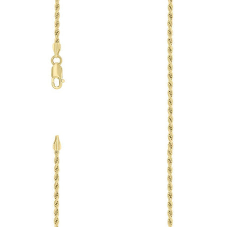 925 Sterling Silver Solid Rope Chain Yellow 040 2mm