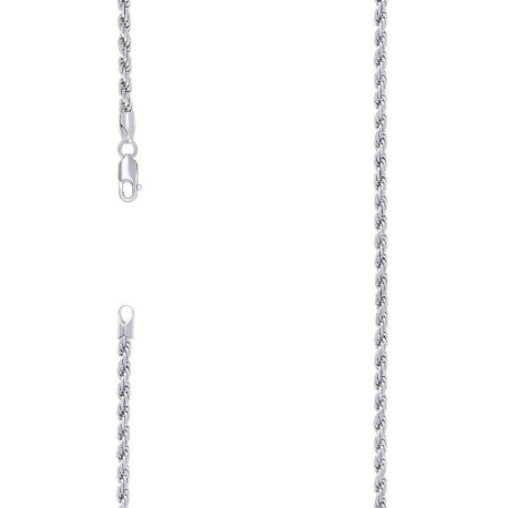 925 Sterling Silver Solid Rope Chain Rhodium 070 3.5mm