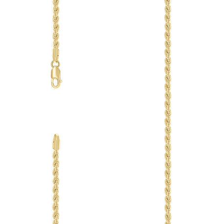 925 Sterling Silver Solid Rope Chain Yellow 070 3.5mm