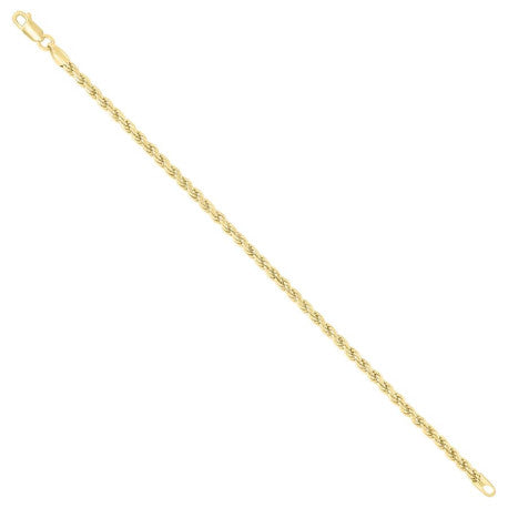 925 Sterling Silver Solid Rope Chain Yellow 070 3.5mm