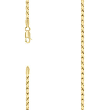 925 Sterling Silver Solid Rope Chain Yellow 060 3mm