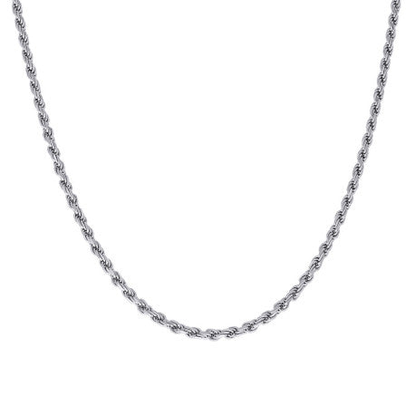 925 Sterling Silver Solid Rope Chain Rhodium 060 3mm