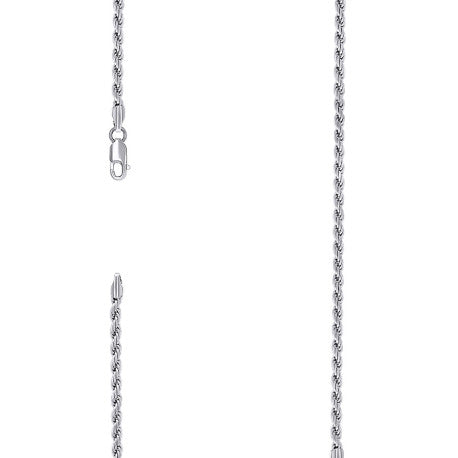 925 Sterling Silver Solid Rope Chain Rhodium 060 3mm