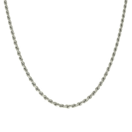 925 Sterling Silver Solid Rope Chain Silver 060 3mm