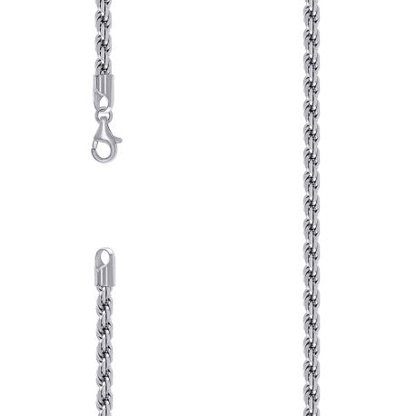 925 Sterling Silver Solid Rope Chain Rhodium 100 4.5mm