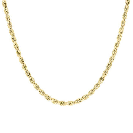 925 Sterling Silver Solid Rope Chain Yellow 100 4.5mm