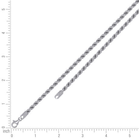 925 Sterling Silver Solid Rope Chain Rhodium 100 4.5mm