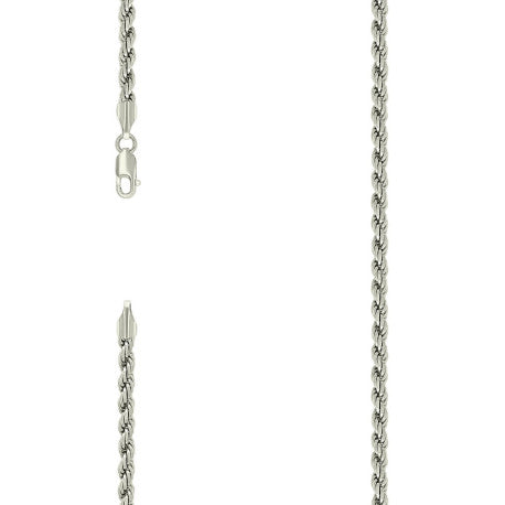 925 Sterling Silver Solid Rope Chain Silver 080 4mm