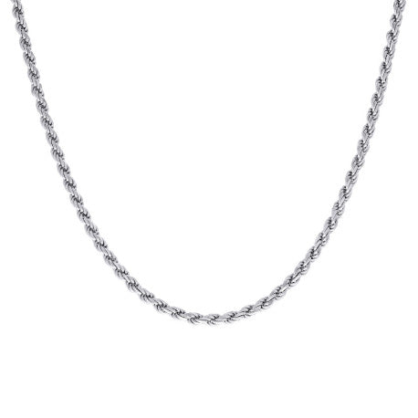 925 Sterling Silver Solid Rope Chain Rhodium 080 4mm