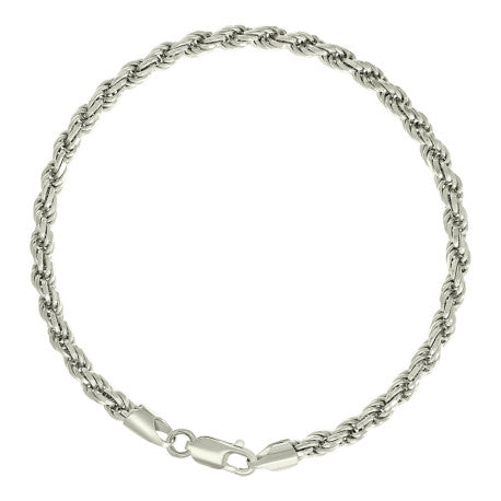 925 Sterling Silver Solid Rope Chain Silver 080 4mm