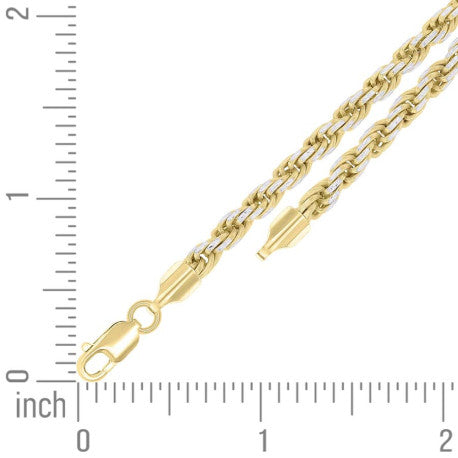 925 Sterling Silver Solid Rope Chain Two Tone 080 4mm